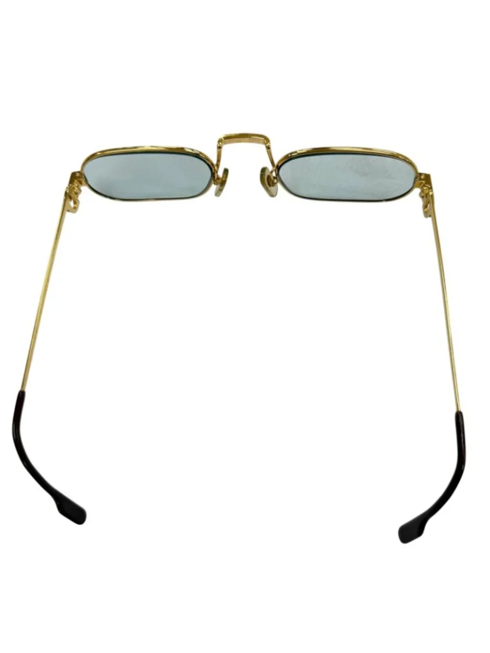 Cartier Vintage Square Logo Eyewear Sunglasses Gold Bordeaux Blue